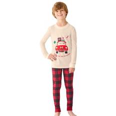 Nightwear Plus Women's Dreams & Co. Kids Pajama Set by Dreams & Co. in Red Buffalo Plaid Car Size 6/6X S