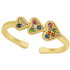 And Now This Multi Cubic Zirconia Triple Heart Toe Ring Gold