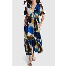 Blue Dresses DKNY Print V-Neck Maxi Dress