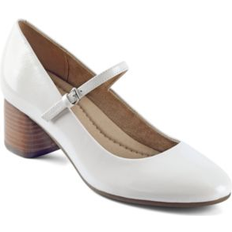 Shoes Earth Women's Rumer Mary Jane Block Heel Dress Pumps Cream Patent 9.5W