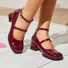 Shein Women's Fashionable Simple Wine Red High-Heeled Shoes Vacation Shoes Summer Sale