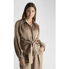 Neo Noir Naja Satin Skjortebluse Sand