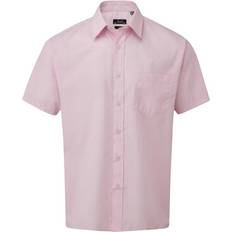 Fabric - Women Shirts Premier Mens Short Sleeve Poplin Shirt Pink