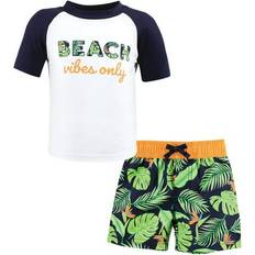 UV Shirts Hudson Baby Baby Boys Swim Rashguard Set Navy palm 18-24 months