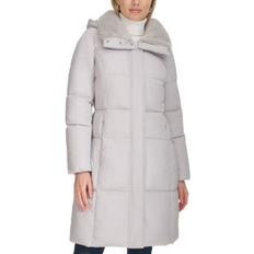 Cole Haan Women's Shine Faux-Fur-Collar Hooded Puffer Grey