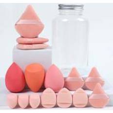 Makeup Shein Makeup Sponge Set Of 15 With Storage Jar, Including 3 Beauty Blenders, 3 Mini Beauty Blenders, 3 Loose Powder Puffs, 3 Mini Loose Powder Puffs, And 3