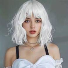Shein Short Curly Wigs With Bangs Synthetic Heat Resistant Wig For Girl Daily Party Cosplay Halloween Wigs
