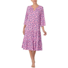 Florals - Women Nightgowns Ellen Tracy Women's 3/4-Sleeve Long Nightgown Pink Floral Medium