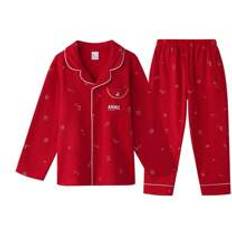 Röda Pyjamasar Shein Annil Kids Pajamas And Autumn Relaxed Lapels Are Soft And Comfortable Long Sleeve Cardigan Tween Girls Pajamas Red