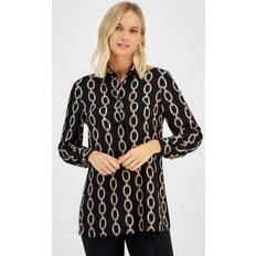 Anne Klein Tops Anne Klein Women's Printed ButtonFront Blouse Black