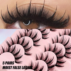 Makeup Shein Asiteo 5 Pairs Wet Manga Lashes Cosplay Natural Wispy Fairy Cross Fluffy Eyelash Extensions Makeup Tool