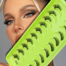 Makeup Shein 10pairs/Set 6-10mm Natural Soft Crossed & Curly Reusable Half Eye 3d Faux Mink False Eyelashes With Transparent Band For Women Dating