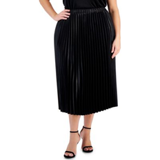 Anne Klein Midi Skirts Anne Klein Plus Satin PullOn Pleated Skirt Black 2X