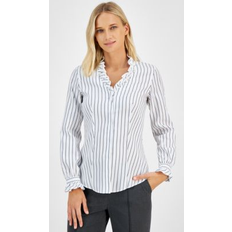 Anne Klein Shirts Anne Klein Stripe Ruffle Button-Up Shirt