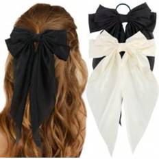 Hårprodukter Shein Big Layered Bow Hair Ties Bands Long French Long Tail Ponytail