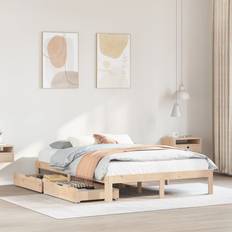 Sängar & Madrasser vidaXL Med Lådor 150x200 cm Massiv Furu Sängram