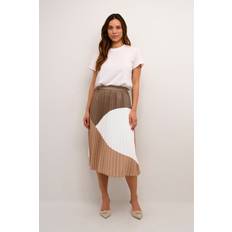 L - Natur Skjørt CULTURE Cubetty Colorblock Skirt Midi Skjørt hos Magasin