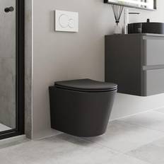 Affine Wall Hung Rimless Toilet Matt Black & Soft Close Seat