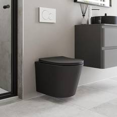 Wall Hung Rimless Toilet Matt Black & Soft Close Seat
