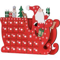 Advent Calendars Homcom Wooden Christmas Advent Calendar with 24 Countdown Drawers, Reusable Holiday Decor Xmas Gift for Kids Adults, Red