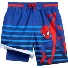 Marvel Swimwear Children's Clothing Marvel Spider-Man Toddler Boys Compression UPF Swim Trunks Blue Stripes 4T