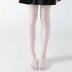 Vita Strumpbyxor Shein Piece Kids 3D Flower Mesh Net Heart Patterned Pantyhose Tights