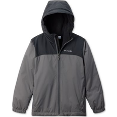 Gray Outerwear Children's Clothing Columbia Columbia Big Boys Glennaker Ii Fleece-Lined Full-Zip Hooded Rain Jacket City Grey, Black City Grey/Black