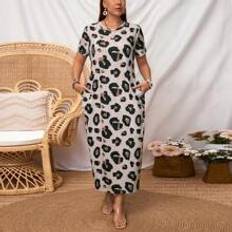 Shein Plus Women Summer Leopard Print Midi Dress
