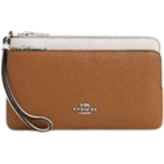 Coach Double Zip Wallet In Colorblock - Silver/Light Saddle Multi