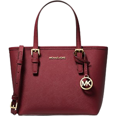 Michael Kors Jet Set Travel Extra Small Saffiano Leather Top Zip Tote Bag - Oxblood