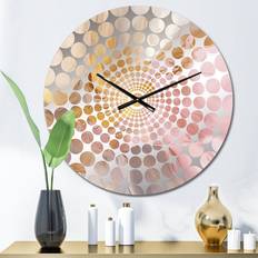 Design Art Exquisite Symphony Abstract Pink And Gold Pastel Wall Clock 16"