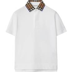 Polo Shirts Children's Clothing on sale Burberry Kid's Check Collar Cotton Polo Shirt - White (80731601)