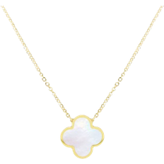 The Lovery Single Clover Necklace - Gold/White