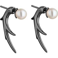 Cherry Blossom Branch Earrings - Black/Pearl