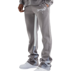 boohooMAN Slim Stacked Flare Sweatpants - Grey