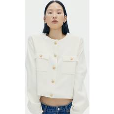 H&M Cardigans H&M Ladies White Pocket-detail cardigan