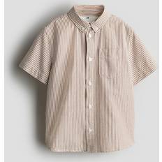 Shirts H&M Short-Sleeved Oxford Shirt Beige 2T 1½-2Y