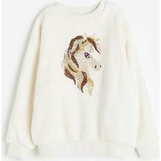 Sweatshirts H&M Flip-sequin Sweatshirt Beige 8/10 8-10Y