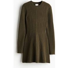 H&M Women Dresses H&M Rib-knit Dress Beige