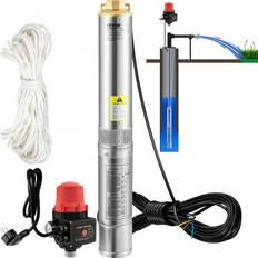 VEVOR Dränkbar pump med djup brunn, 550W 230V/50Hz, 50L/min 89 m Huvud, 20 m sladd och automatisk tryckbrytare, 7,6 cm vattenpumpar i rostfritt stål för industri, bevattning och hemmabruk, IP68 vattentät