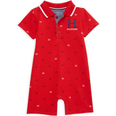 18-24M Playsuits Children's Clothing Tommy Hilfiger Boy's Printed Pique Knit Polo Romper - Red