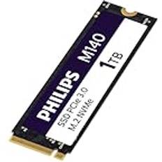 Philips Philips intern Solid State Drive M.2 M140 NVMe PCIe Gen3 1 TB 2280 för stationära datorer och bärbara datorer, för grafik- och videoredigering, spel, läsning 3500 MB/s, skrivning 3000 MB/s
