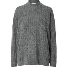 Alpaca - Women Jumpers Selected Femme Pullover 'SLFMALINE' dunkelgrau