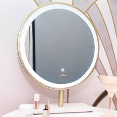 Gold Makeup Mirrors Gia small gold marble touch sensor led makeup mirror with lights