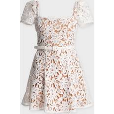 Klänning White Floral Lace Mini Vit EUR 36
