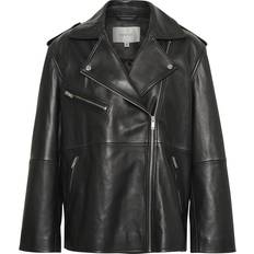 Gestuz Leather Jacket with Flattering Fit - Black