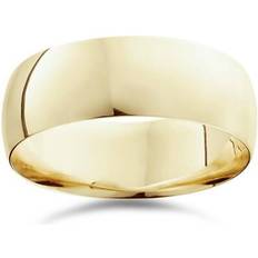 Mens 8mm dome high polished wedding band ring 14k yellow gold