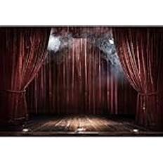 Photo Backgrounds YongFoto 3x2m vinyl scener bakgrund brun gardin trägolv rökig spotlight magisk teater scenen för fest evenemang fotografering videofilm fotografering bakgrund studio rekvisita tapet