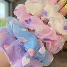 Hårprodukter Shein 4pcs Women Mesh Heart Hair Ties Hair Ties Sweet Cute Fresh Headwear