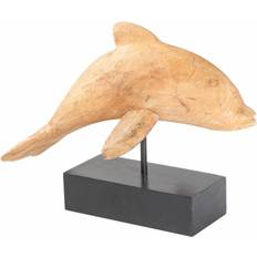 Metal Figuritas Alexandra House Living Figura De Delfin De Madera Con Soporte 35 x 17 x 27 Figurita